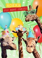 verjaardagskaart 4 gekke giraffen